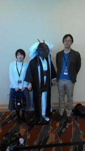 Agent Kuroi with Takahiro Omori and Yumi Sato after their panel at Fanime 2010